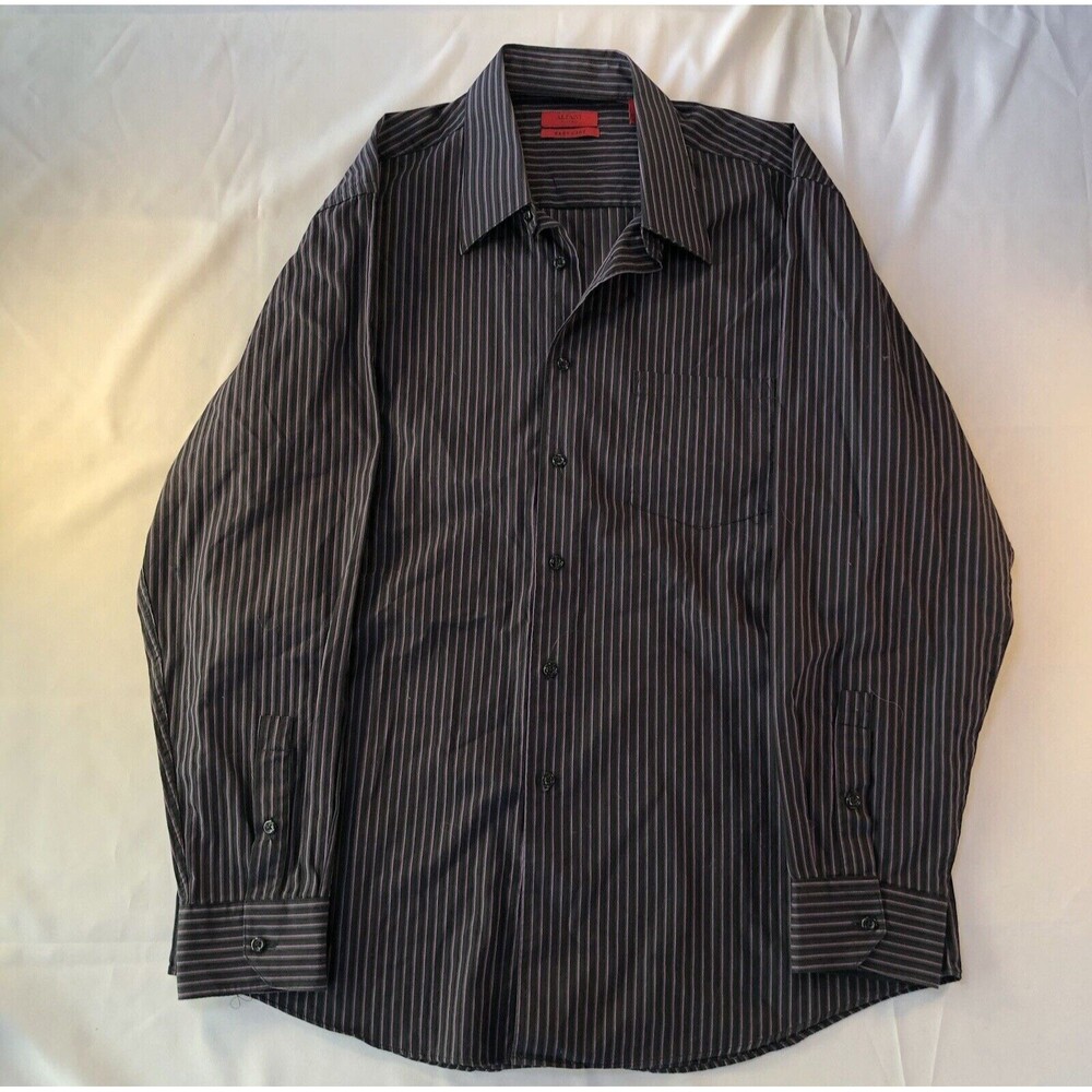 Alfani Men's Dress Shirt, 16.5 34-35 Large Black, Fitted Easy Care, 100% Cotton